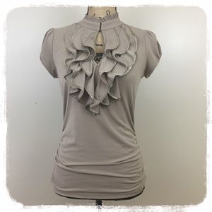 HeartSoul Tan Shortsleeved Stretchy Blouse sz. M